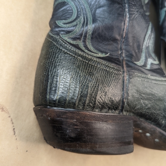 Larry Mahan boots men's size 7M Exotic Genuine Green Teju Lizard Classic Western - Picture 9 of 13